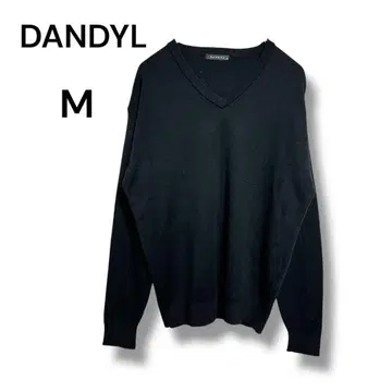 DANDYL V넥 니트 스웨터 블랙 M 루즈핏 울 혼방 봄/가을