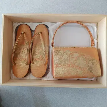 [성인식] 조리 및 백 세트 오렌지 꽃무늬