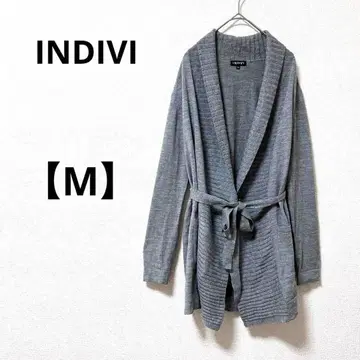INDIVI 인디비 [ 38 ] 가디건 니트 울 100% 그레이