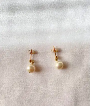 골드 후크 화이트 펄 귀걸이