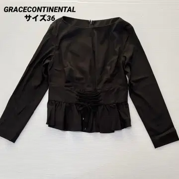 GRACECONTINENTAL 티셔츠 프릴 레이스업 긴팔 36 블랙