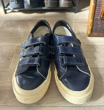 90s 벨크로 와 스타 네이비 가죽 27cm 새상품급