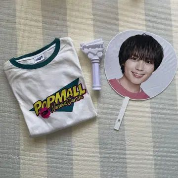 나니와단시 POPMALL 롱 T셔츠, 응원봉, 오오니시 류세이 부채 세트