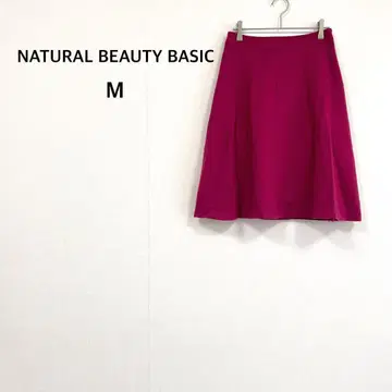 [내추럴 뷰티 베이직] 플레어 스커트 M 핑크 두꺼운 원단 A라인