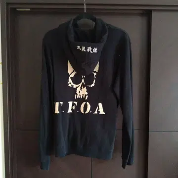 T.F.O.A 스컬 프린트 블랙 후드티 M 사이즈