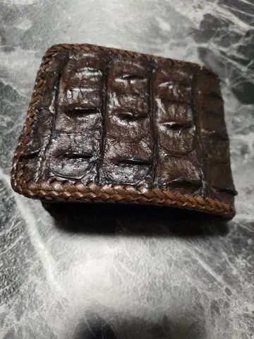 2단 접이식 지갑 가죽 공예 브라운