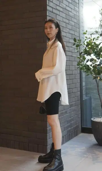 twill 하프 지퍼 오버 셔츠