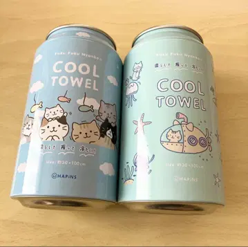 [ 새상품 ] 후쿠후쿠 냥코 쿨 타월 캔입 2세트