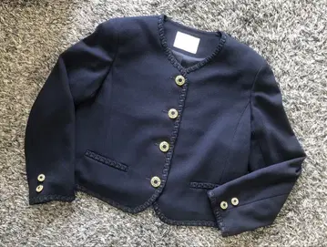 [클리닝 완료] 버블 자켓 골드 버튼 레트로 네이비