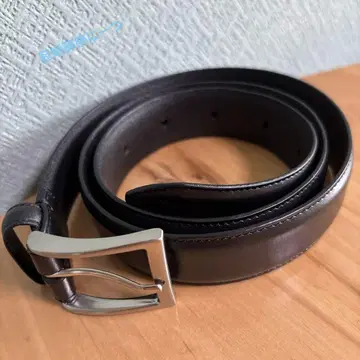 BLACK 가죽 벨트 실버 버클