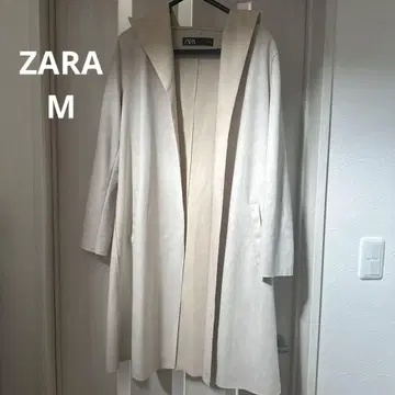 ZARA 아이보리 스웨이드풍 롱 코트 M