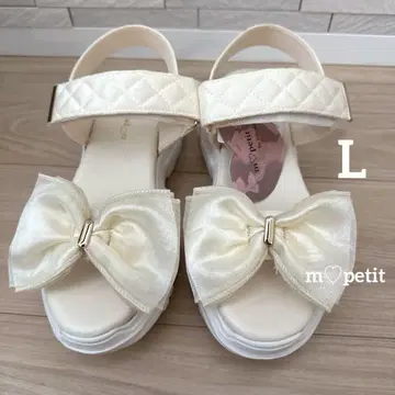 새상품 m petit 아오키 미사코 아이보리 리본 샌들 L 시어 리본