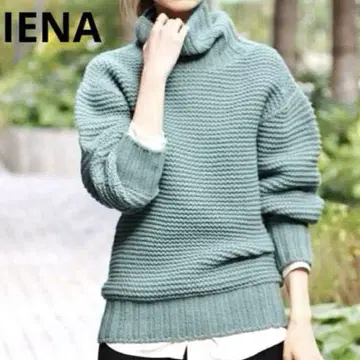 IENA 이에나 니트 하이넥 로우 게이지 풀오버 가볍고 여유로운