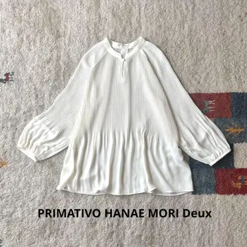 primativo 하나에모리 플리츠 쉬폰 블라우스 긴팔 조젯
