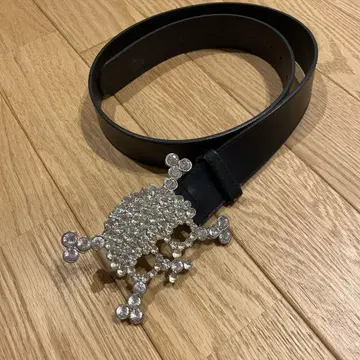 스컬 크리스탈 장식 벨트