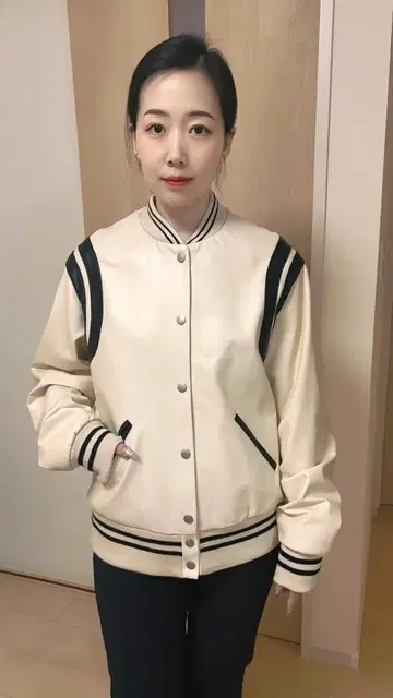 여성용 고급 천연 가죽 초소프트 램 가죽 스타디움 점퍼 야구 자켓