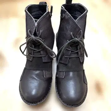 브라운 가죽 웨지 부츠