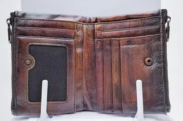 새상품 소가죽 컴팩트 2단 접이식 지갑 대용량 브라운 베지터블 탄닌 가공