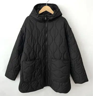ZARA 자라 충전솜 퀼팅 코트 후드 블랙 L