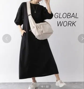 쾌적 소매 볼륨 원피스 글로벌 워크 블랙