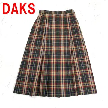 A6891 닥스 롱 스커트 울 체크 안감 있음 그린 63-90