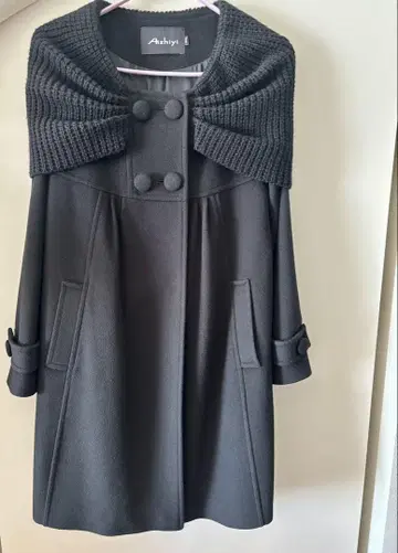 울, 캐시미어 여성용 새상품급 블랙 롱 코트