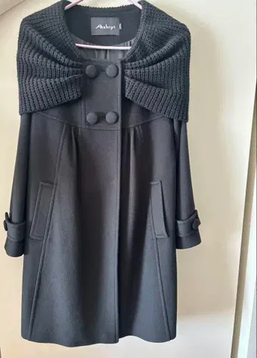 울, 캐시미어 여성용 새상품급 블랙 롱 코트