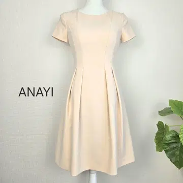 ANAYI 아나이 36 S 원피스 반팔 핑크 플레어 무릎 기장 무지