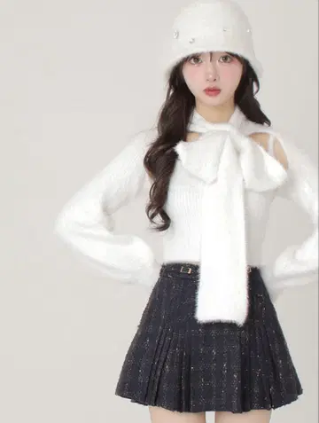 M me eme 스카프 니트탑
