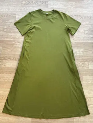 새상품급 UNIQLO AIRism 코튼 T 원피스 L 사이즈 올리브