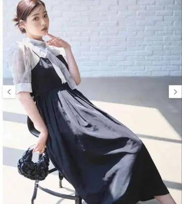 내추럴 뷰티 베이직 볼륨 개더 원피스 블랙