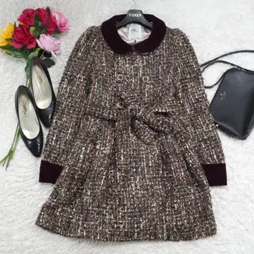 G9192*Me Couture A라인 트위드 코트 짙은 갈색 F