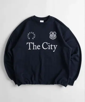 wishforever The city 맨투맨 네이비 게임 로고