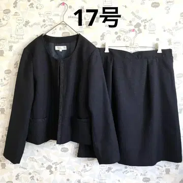 스커트 수트 네이비 네이비 17호 빅 사이즈 라메 레이스 노카라