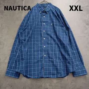 노티카 긴팔 셔츠 블루 계열 체크 무늬 XXL 사이즈 [ 6117 ]
