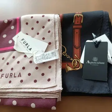 FURLA 도트 무늬 실크 스카프, 아쿠아 스큐텀 실크 스카프