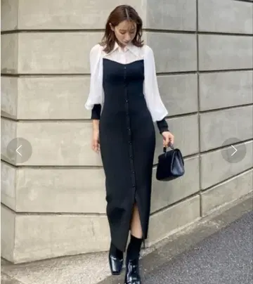 리엔다 셔츠콤비 타이트 니트 원피스