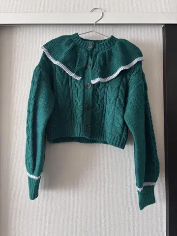 wcloset 그린 케이블 짜임 가디건