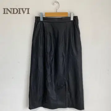 [ INDIVI ] 인조 가죽 스커트 블랙 [ 40 ] 롱 스커트