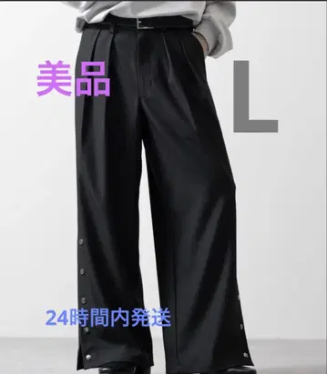 CLEL 멀티 실루엣 루즈 사이드 버튼 팬츠 블랙 L