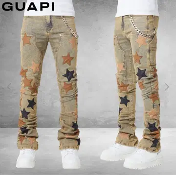 [레어] GUAPI 가죽 스타 데님 28