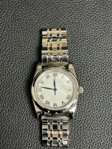 커스텀 손목시계 NH35 mod 자동 와인딩 화이트 다이얼 블루 핸즈