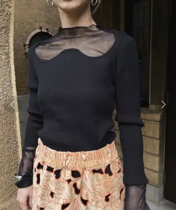 Ameri UND WAVE NECK SHEER SET KNIT