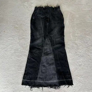 MOUSSY - 머메이드 데님 롱 스커트 블랙