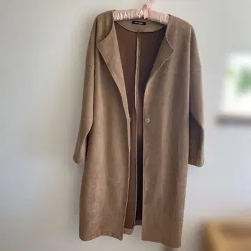 베이지 노카라 자켓 스웨이드풍