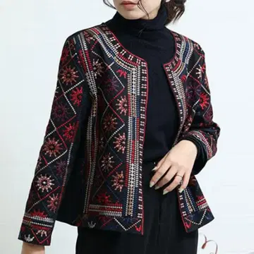 새상품급 sawa a la mode 블랙 자수 노카라 자켓 F(M상당)