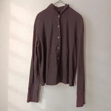 ARRIVEE 카라 부착 가디건 면 100% 다크 브라운 ( F )