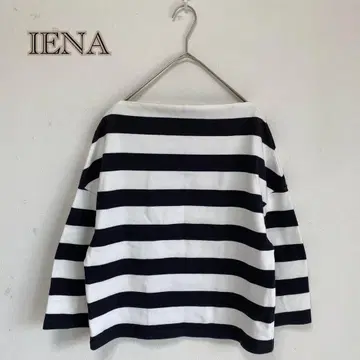 [ IENA/이에나 ] 보더 보트넥 티셔츠 드롭 숄더 긴팔