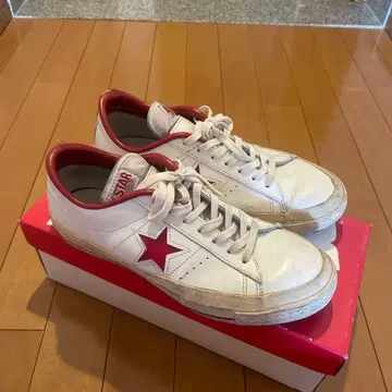 ALL STAR 화이트/레드 스니커즈 가죽