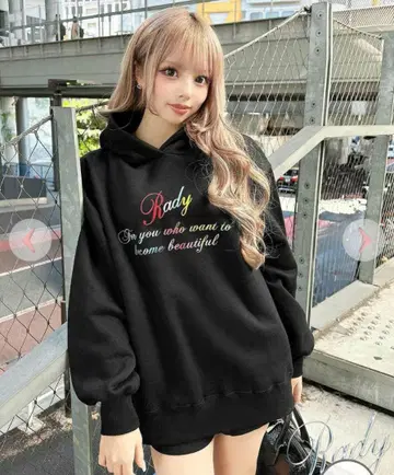 rady 컬러풀 로고 후디 블랙